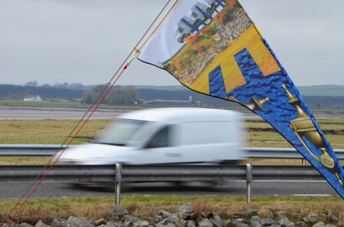 Lisa Gallacher's flags form part of the Creetown Ferry Bell alongside the A75 on the edge of the village
